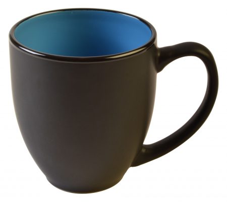 Americano 16oz ceramic mug: black with blue interior