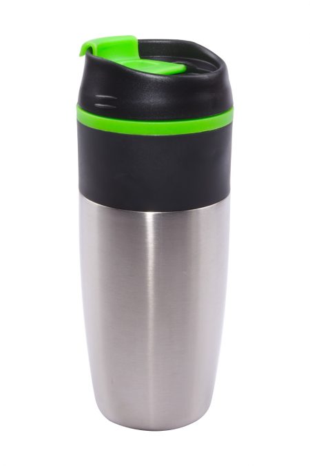 Bandit 16oz tumbler with lid and green accents