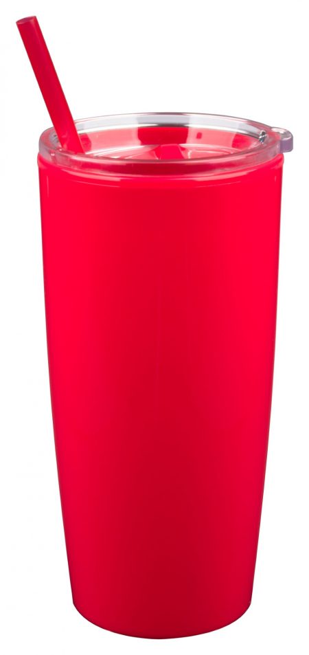 Red Captiva 22oz acrylic tumbler with straw