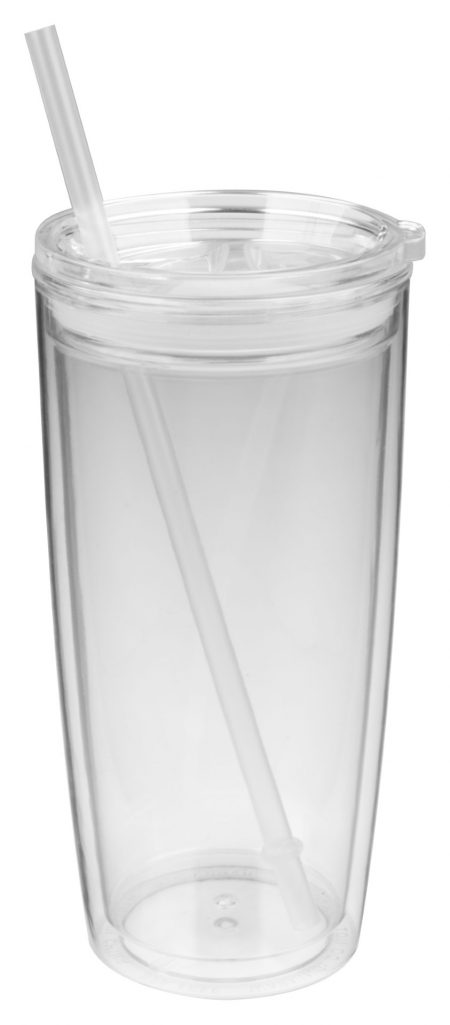 Clear Captiva 22oz acrylic tumbler with straw