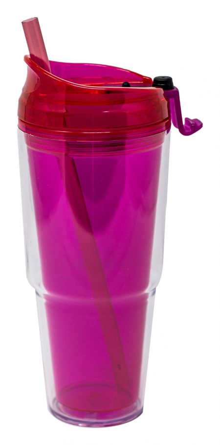 Pink Dual Sonic Weld Tumbler with lid and straw