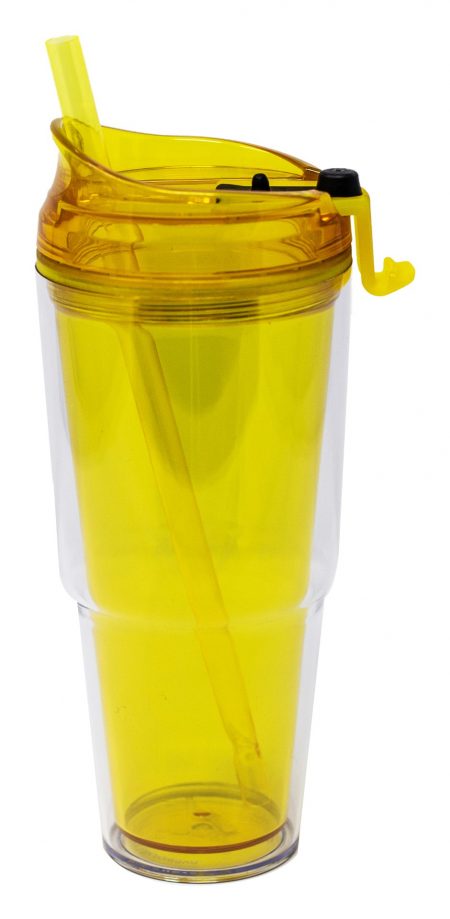 Yellow Dual Sonic Weld Tumbler with lid and straw