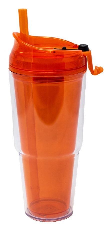 Orange Dual Sonic Weld Tumbler with lid and straw