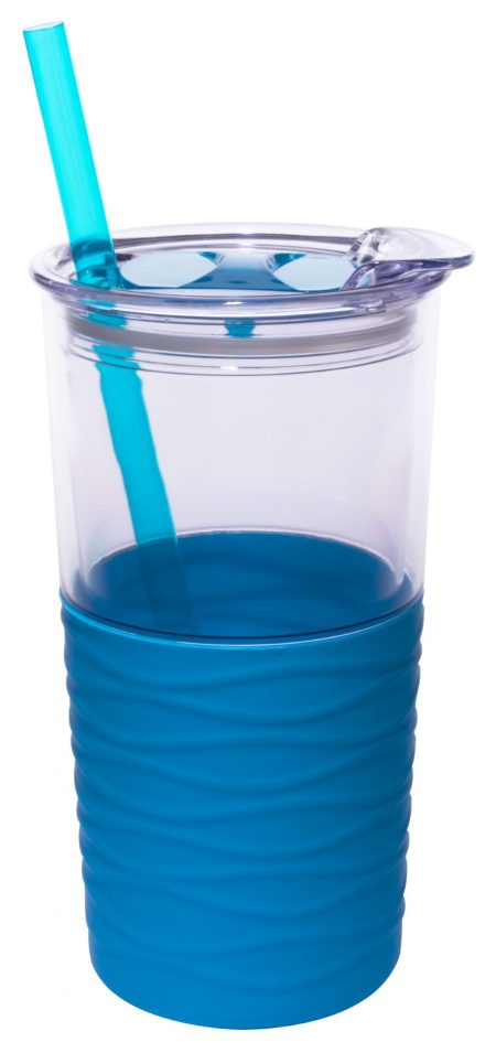 Clear and blue Duet 20oz tumbler with lid and straw
