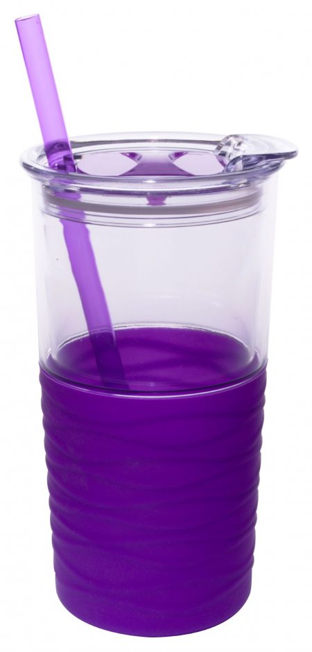 Clear and purple Duet 20oz tumbler with lid and straw