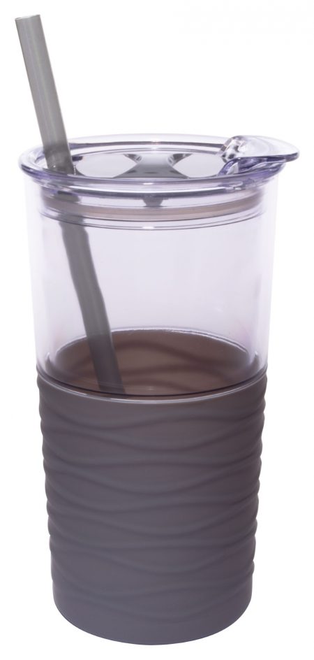 Clear and grey Duet 20oz tumbler with lid and straw