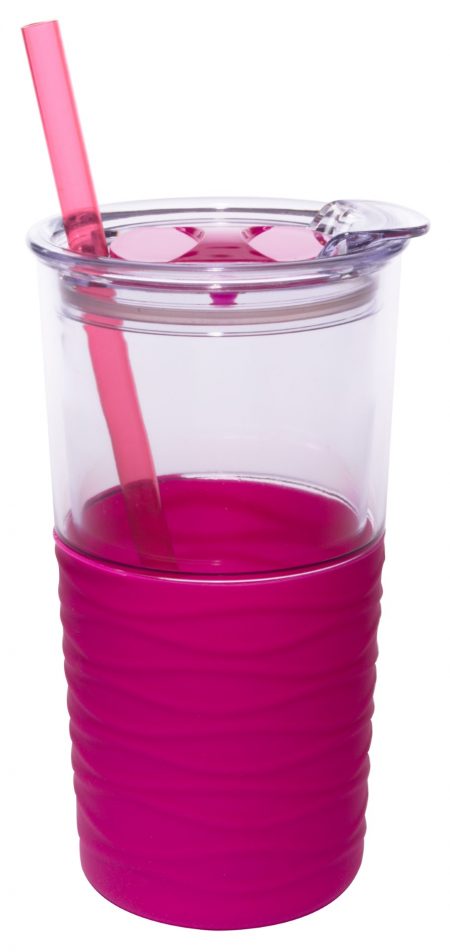Clear and pink Duet 20oz tumbler with lid and straw