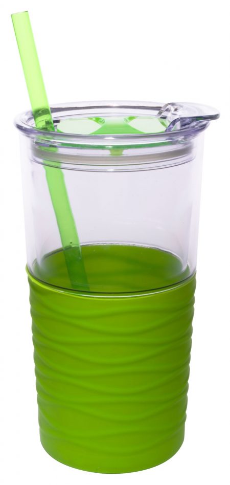 Clear and green Duet 20oz tumbler with lid and straw
