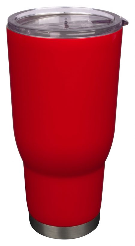32oz red Vacuum Insulated and Powder Coated tumbler with lid