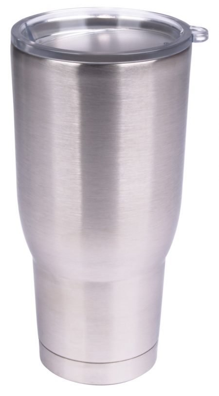 32oz silver Vacuum Insulated and Powder Coated tumbler with lid