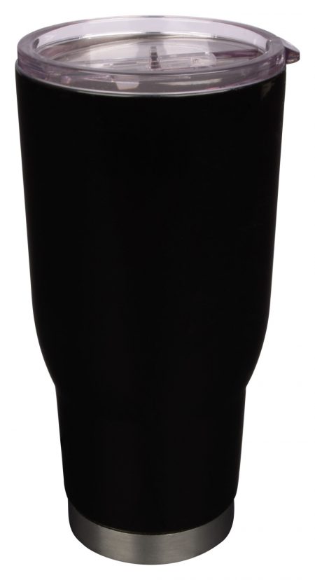 32oz black Vacuum Insulated and Powder Coated tumbler with lid