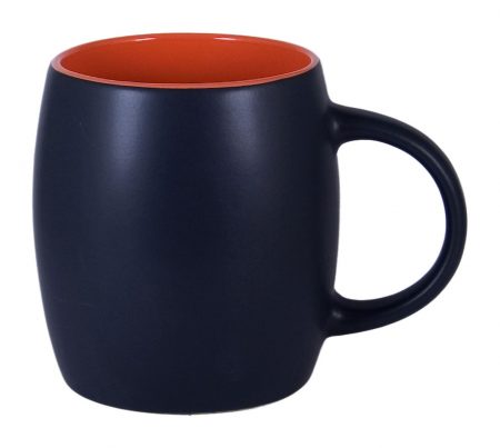 Robusto 14oz ceramic mug: black with orange interior