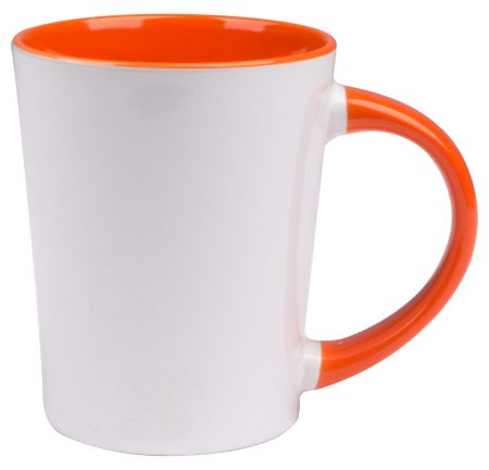 White 12oz Sorrento handled mug with orange interior