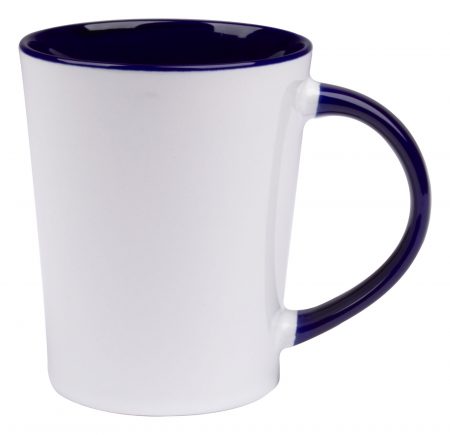 White 12oz Sorrento handled mug with blue interior