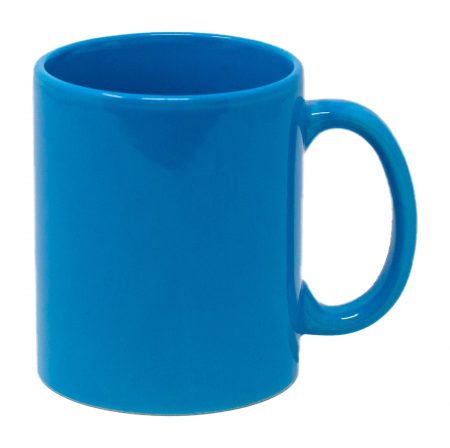 Bright blue Three Finger C-Handle 11oz Mug