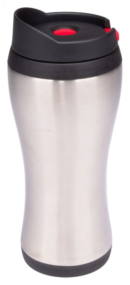 Urbana 14oz stainless steel tumbler with red accent