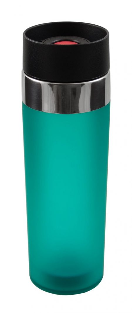 Teal Venti 15oz plastic tumbler with push button lid