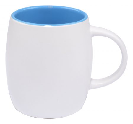 White Vero 14oz handled mug with blue interior