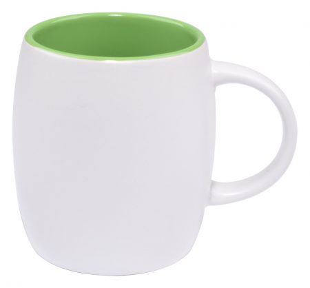 White Vero 14oz handled mug with green interior